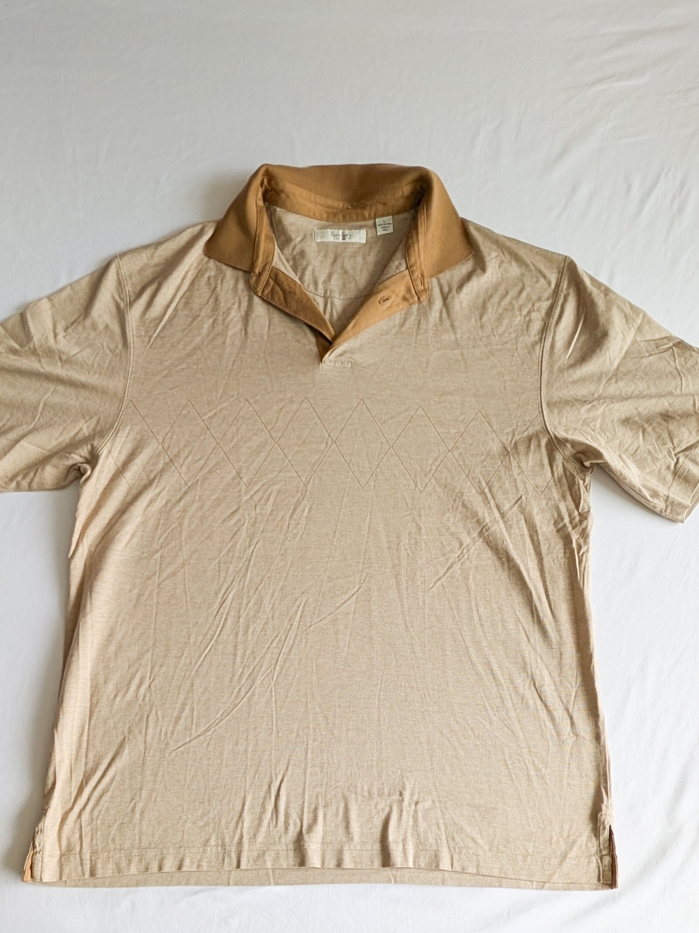 Turnbury Textured Golden Diamond Argyle Polo Shirt Made In Peru Men’s Size L